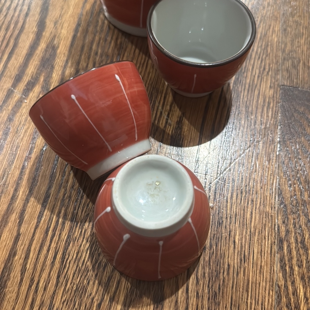 Red Ceramic Cups Set
